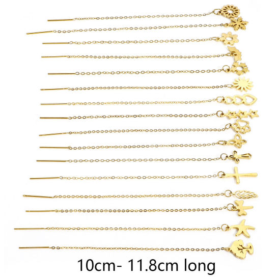 Picture of 304 Stainless Steel Ear Thread Threader Earrings Gold Plated