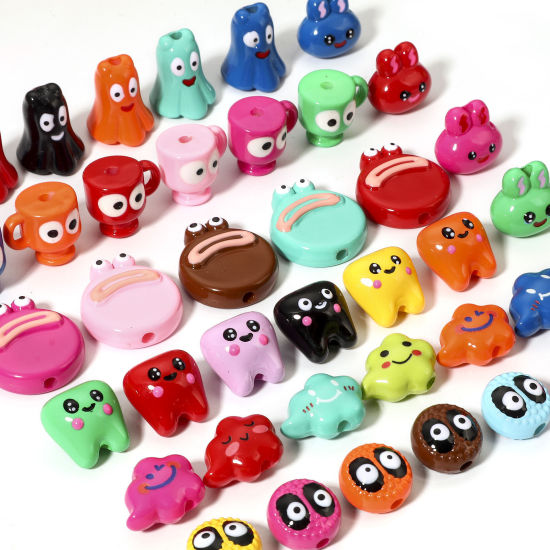 Picture of Acrylic Beads For DIY Charm Jewelry Making At Random Mixed Color Halloween Ghost Eye 3D