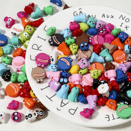 Bild von 10 Stück Acryl Perlen für die Herstellung von DIY-Charme-Schmuck Zufällig Gemischte Farben Halloween Elfe Auge 3D