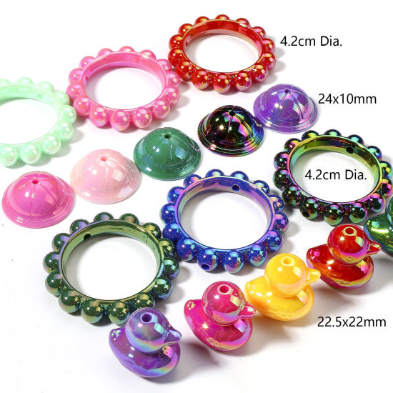 Image de 10 Pcs Perles pour DIY Fabrication de Bijoux en Acrylique Couleur Mélangée Au Hasard Canard Chapeau Couleur AB