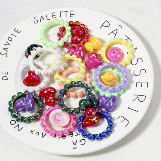 Image de 10 Pcs Perles pour DIY Fabrication de Bijoux en Acrylique Couleur Mélangée Au Hasard Canard Chapeau Couleur AB