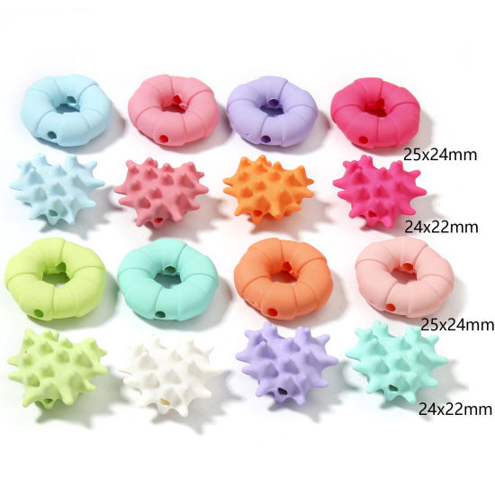 Image de 20 Pcs Perles pour DIY Fabrication de Bijoux en Acrylique Couleur Mélangée Au Hasard Cœur Imitation de Gomme