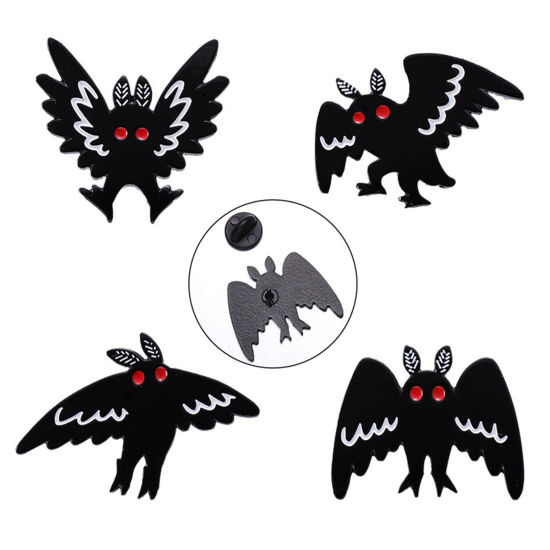 Picture of Punk Pin Brooches Halloween Bat Animal Black Enamel