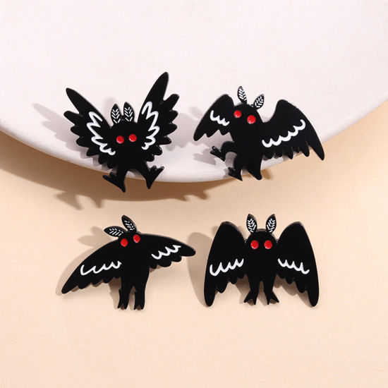 Picture of Punk Pin Brooches Halloween Bat Animal Black Enamel