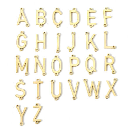 Image de 5 Pcs Connecteurs Pendentifs Breloques en 304 Acier Inoxydable Doré Lettre Gravé Mots " A-Z "