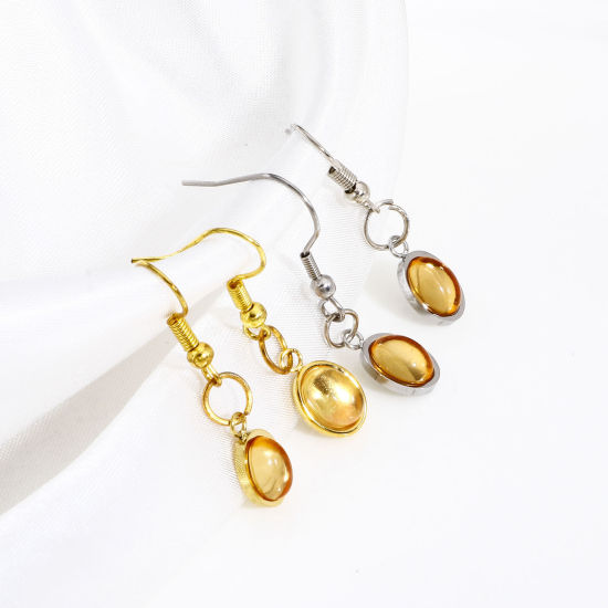 Immagine di 1 Pz Placcatura Sottovuoto Ecologica 316L Acciaio inossidabile Serie Geometry Charms Ovale Multicolore Champagne