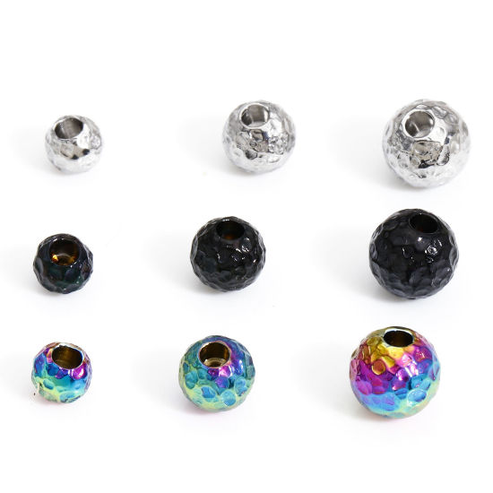 Picture of 304 Stainless Steel Beads For DIY Charm Jewelry Making (Half Drilled) Round