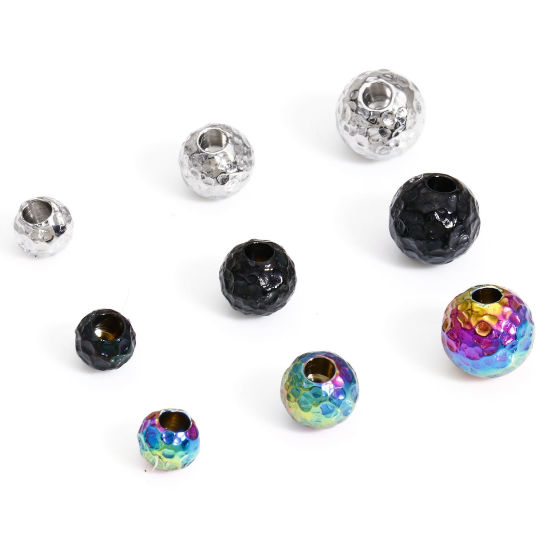 Picture of 304 Stainless Steel Beads For DIY Charm Jewelry Making (Half Drilled) Round