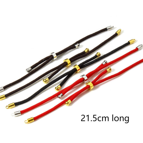 Picture of Polyamide Nylon Semi-finished Adjustable Slider/ Slide Bolo Bracelets For DIY Handmade Jewelry Making Accessories Findings Multicolor 21.5cm(8 4/8") long