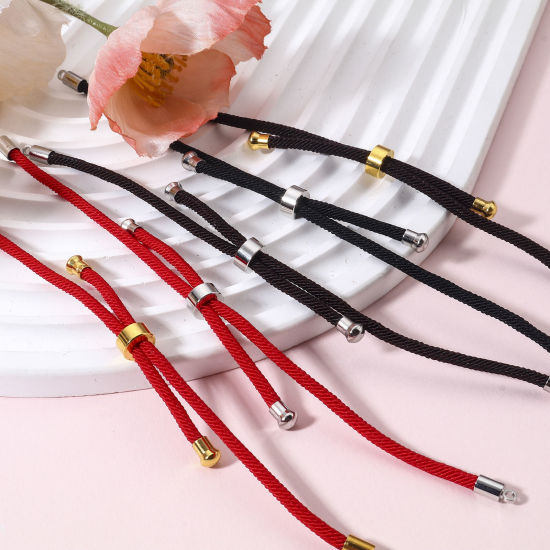 Picture of Polyamide Nylon Semi-finished Adjustable Slider/ Slide Bolo Bracelets For DIY Handmade Jewelry Making Accessories Findings Multicolor 21.5cm(8 4/8") long