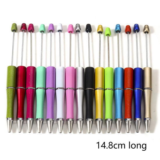 Picture of Plastic Beadable Pens Ballpoint Pen For Office School Stationery Multicolor Can Open 14.8cm
