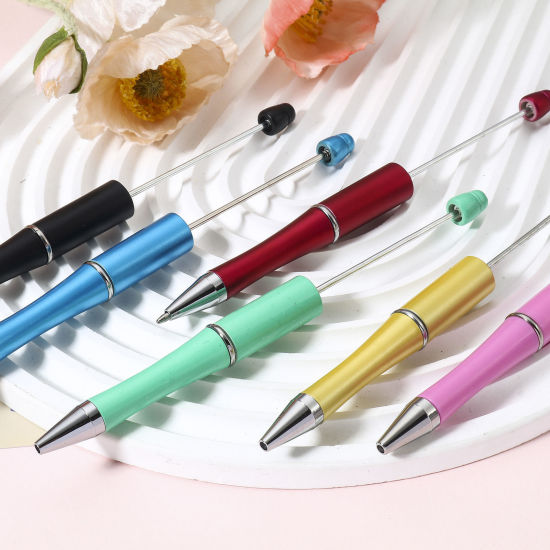Picture of Plastic Beadable Pens Ballpoint Pen For Office School Stationery Multicolor Can Open 14.8cm