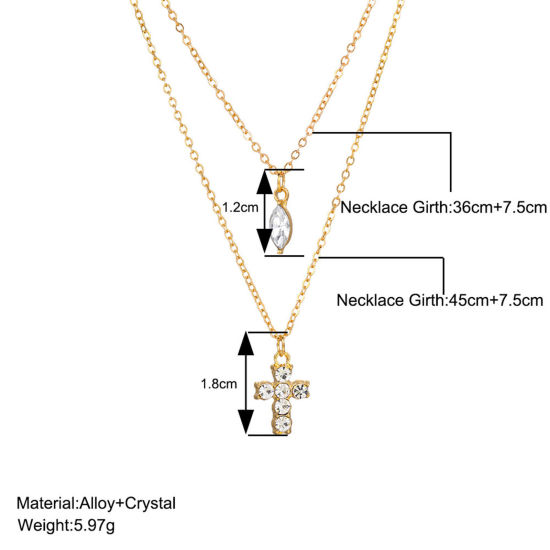 Picture of Ins Style Multilayer Layered Necklace Multicolor Cross Drop Clear Rhinestone