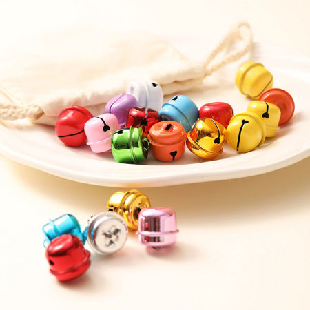 Iron Based Alloy Christmas Charms Multicolor Bell 20mm x 18.5mm