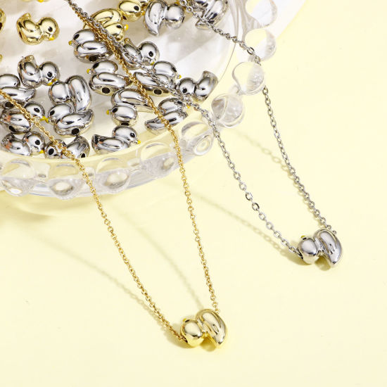 Image de 10 Pcs Perles pour DIY Fabrication de Bijoux de Charme en Alliage de Zinc Multicolore Canard 3D 11mm x 9mm, Trou: env. 1.5mm