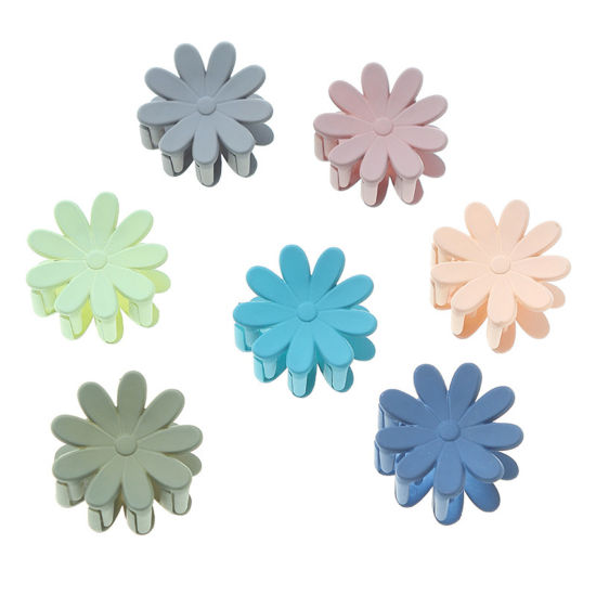 Picture of Resin Pastoral Style Hair Claw Clips Clamps Multicolor Flower Frosted