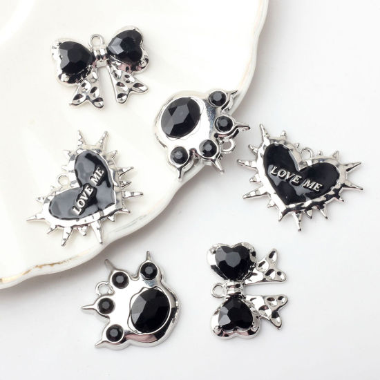 Picture of Zinc Based Alloy Y2K Charms Silver Tone Black With Resin Cabochons