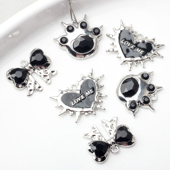 Picture of Zinc Based Alloy Y2K Charms Silver Tone Black With Resin Cabochons