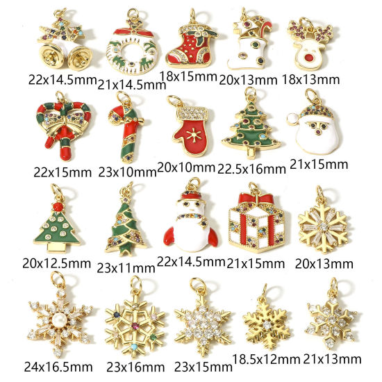 Picture of Brass Christmas Charms 18K Real Gold Plated Enamel