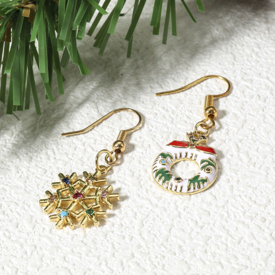 Picture of Brass Christmas Charms 18K Real Gold Plated Enamel