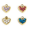 Picture of 316L Stainless Steel Birthstone Charms 18K Real Gold Plated Heart Multicolor Rhinestone
