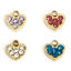 Image de 1 Pièce Breloques en 316L Acier Inoxydable Pierres de Naissance Cœur 18k Or Rempli à Strass Coloré