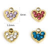 Picture of 316L Stainless Steel Birthstone Charms 18K Real Gold Plated Heart Multicolor Rhinestone