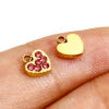 Picture of 316L Stainless Steel Birthstone Charms 18K Real Gold Plated Heart Multicolor Rhinestone