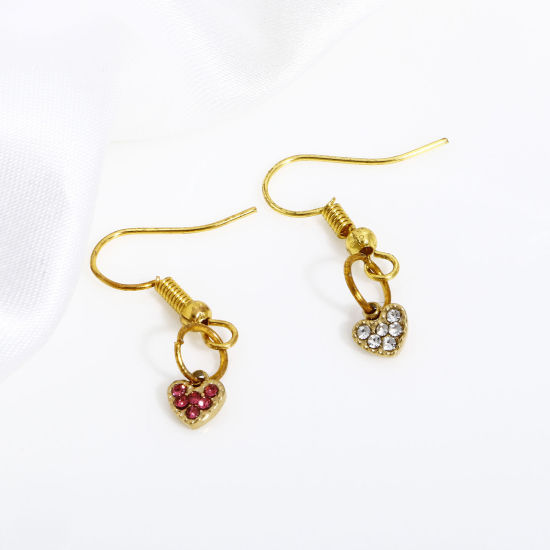 Bild von 1 Stück 316L Edelstahl Monatsstein Charms Herz 18K Vergoldet Bunt Strass