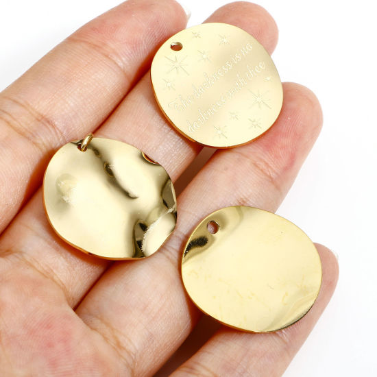 Immagine di 1 Pz 316 Acciaio inossidabile Serie Geometry Charms Tondo 18K Oro riempito Onda