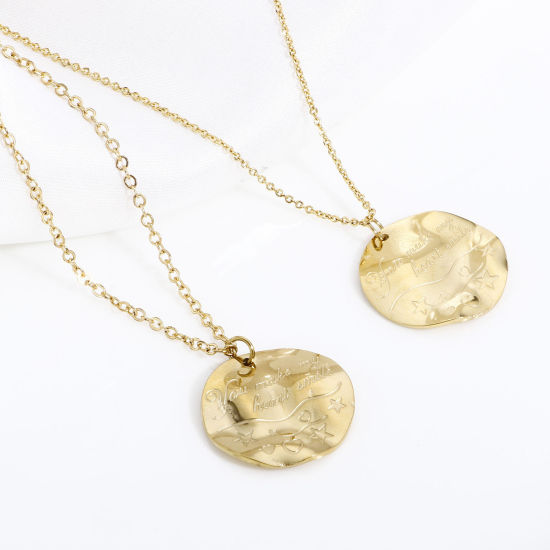 Immagine di 1 Pz 316 Acciaio inossidabile Serie Geometry Charms Tondo 18K Oro riempito Onda