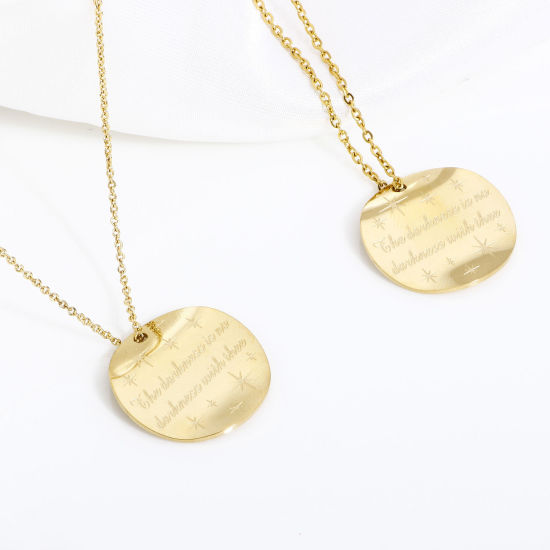 Immagine di 1 Pz 316 Acciaio inossidabile Serie Geometry Charms Tondo 18K Oro riempito Onda