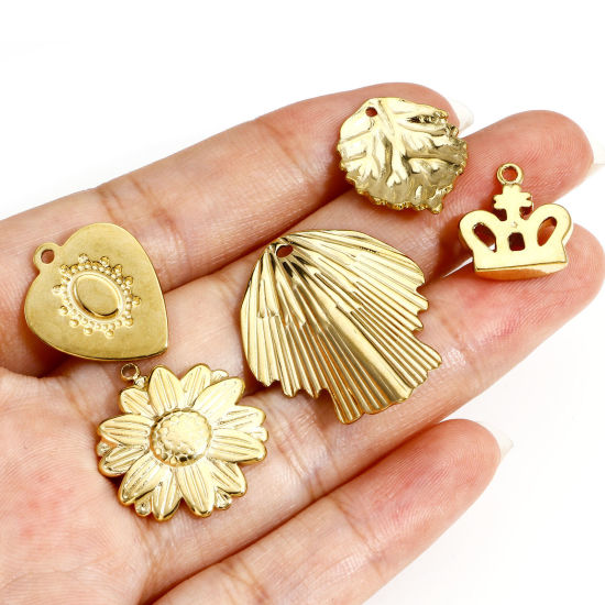 Bild von 1 Stück 304 Edelstahl & Stein Böhmischer Stil Charms Rund Vergoldet Böser Blick Evil Eye Transparent Strass