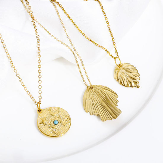 Bild von 1 Stück 304 Edelstahl & Stein Böhmischer Stil Charms Rund Vergoldet Böser Blick Evil Eye Transparent Strass