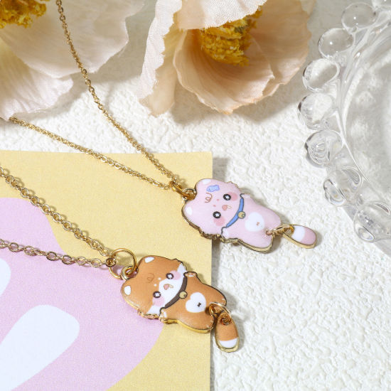 Image de 10 Pcs Pendentifs en Alliage de Zinc Doré Multicolore Chat Émail 3.2cm x 1.6cm