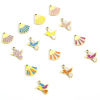 Image de 1 Pièce Breloques en 316L Acier Inoxydable Élégant Oiseau Plaqué Or Véritable 18K Multicolore Coquilles Émail