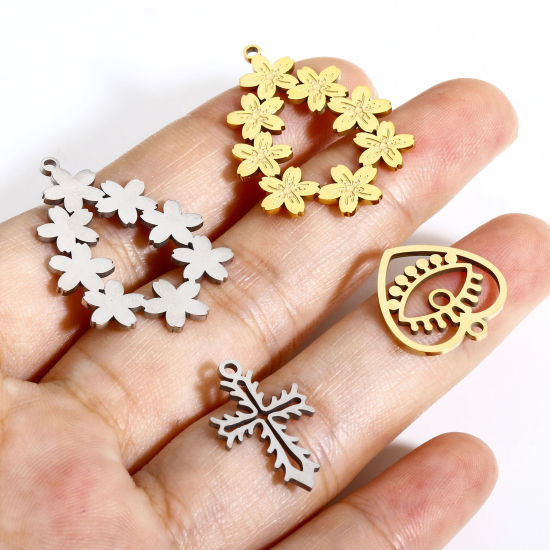 Picture of 316L Stainless Steel Stylish Charms Multicolor Cross Hollow