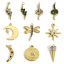 Picture of 304 Stainless Steel Charms Gold Plated Half Moon Star Multicolor Rhinestone