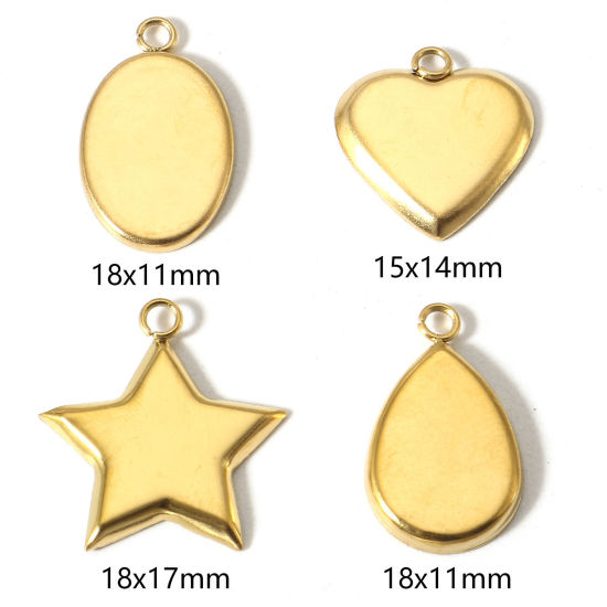 Picture of 304 Stainless Steel Charms Gold Plated Geometric Cabochon Settings