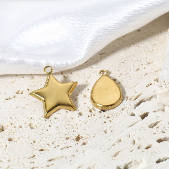 Picture of 304 Stainless Steel Charms Gold Plated Geometric Cabochon Settings