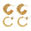 Picture of Eco-friendly Vacuum Plating Stylish Simple 18K Real Gold Plated 304 Stainless Steel C Shape Beaded Hoop Earrings For Women Party