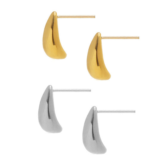 Imagen de 1 Par Enchapado al Vacío Ecológico Minimalista Estilo Ins Multicolor 316L Acero Inoxidable Grano de Arroz Gota Pendientes Para Mujeres Regalo de Mayoría de Edad