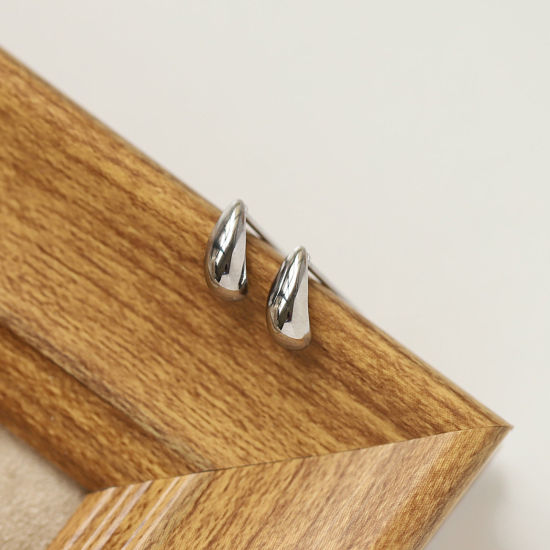 Imagen de 1 Par Enchapado al Vacío Ecológico Minimalista Estilo Ins Multicolor 316L Acero Inoxidable Grano de Arroz Gota Pendientes Para Mujeres Regalo de Mayoría de Edad