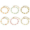 Imagen de 1 Unidad 304 Acero Inoxidable Cadena de Eslabones Hechos a Mano Pulseras Chapado en Oro de 18K Flor de la margarita Con Broche de Langosta y Extensor Cadena 16cm longitud