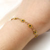 Imagen de 1 Unidad 304 Acero Inoxidable Cadena de Eslabones Hechos a Mano Pulseras Chapado en Oro de 18K Flor de la margarita Con Broche de Langosta y Extensor Cadena 16cm longitud