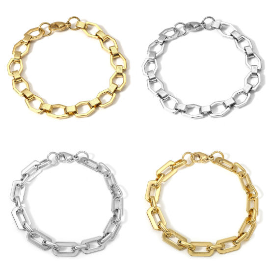 Immagine di 1 Pz 304 Acciaio Inossidabile Cavo Catena Braccialetti Con Aragosta Fermagli Fibbia 19cm Lunghezza