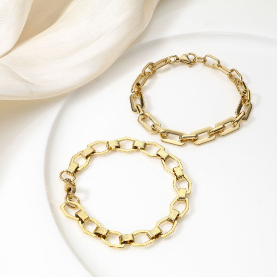 Immagine di 1 Pz 304 Acciaio Inossidabile Cavo Catena Braccialetti Con Aragosta Fermagli Fibbia 19cm Lunghezza