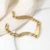 Picture of 304 Stainless Steel Blank Stamping Tags Bracelets Rectangle With Lobster Claw Clasp