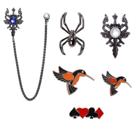 Retro Pin Brooches Cross Dragon Multicolor