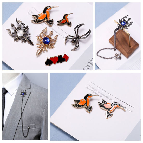 Picture of Retro Pin Brooches Cross Dragon Multicolor